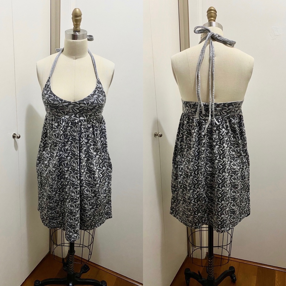 Insight Empire Cotton Halter Dress Black Grey XS